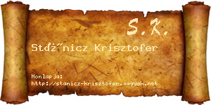 Stánicz Krisztofer névjegykártya